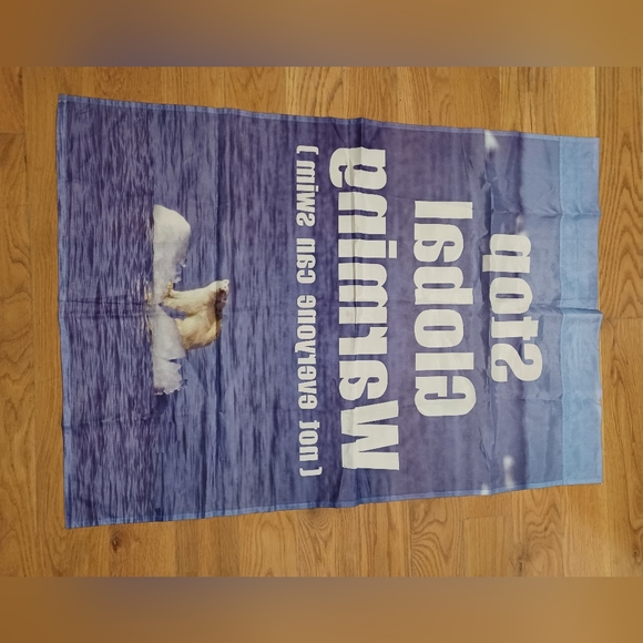 Polar Bear Weatherproof  Stop Global Warming(not everyone can swim) Garden Flag - Picture 4 of 9